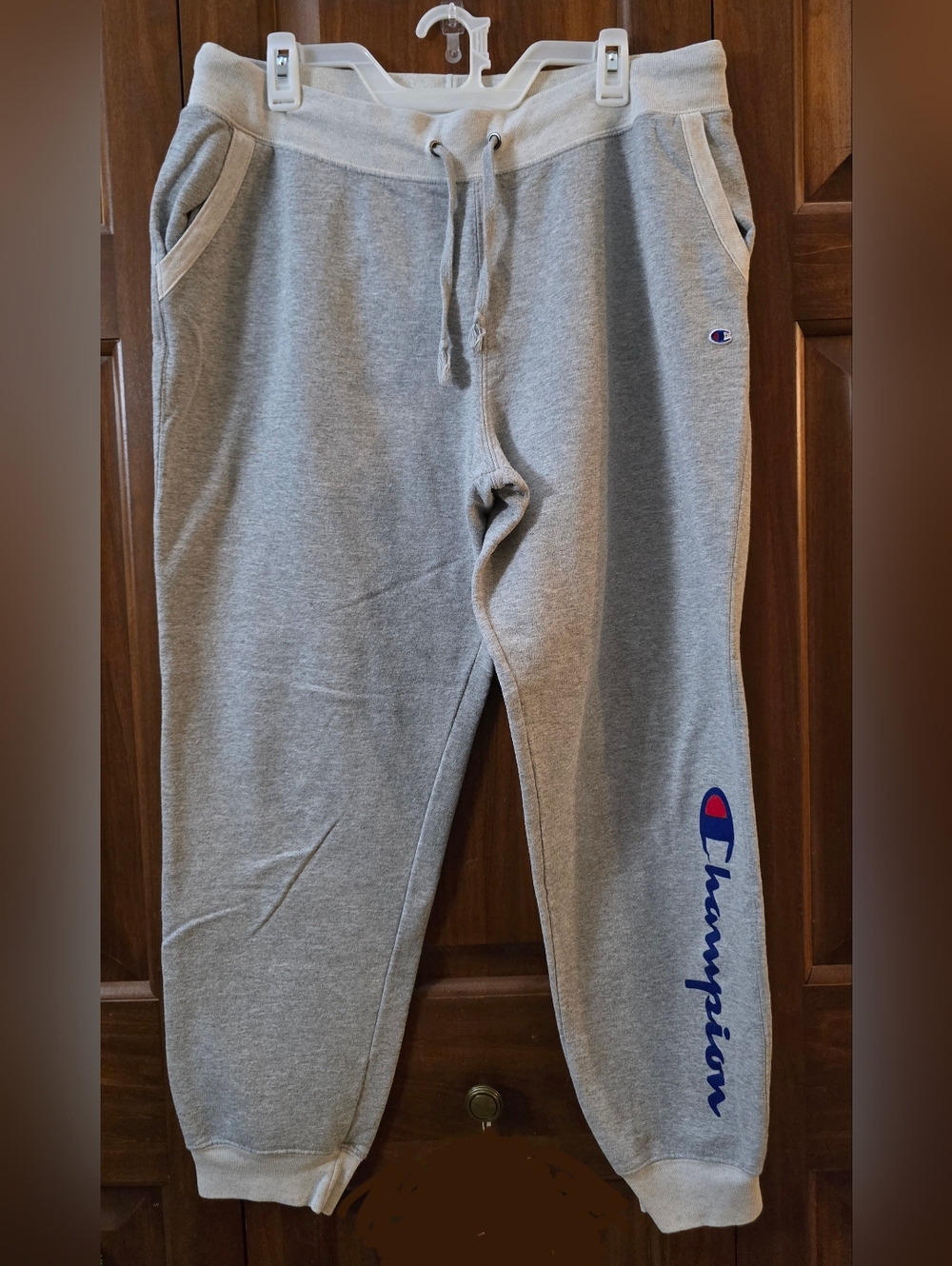 Champion Adult Gray Logo Joggers with Navy Script